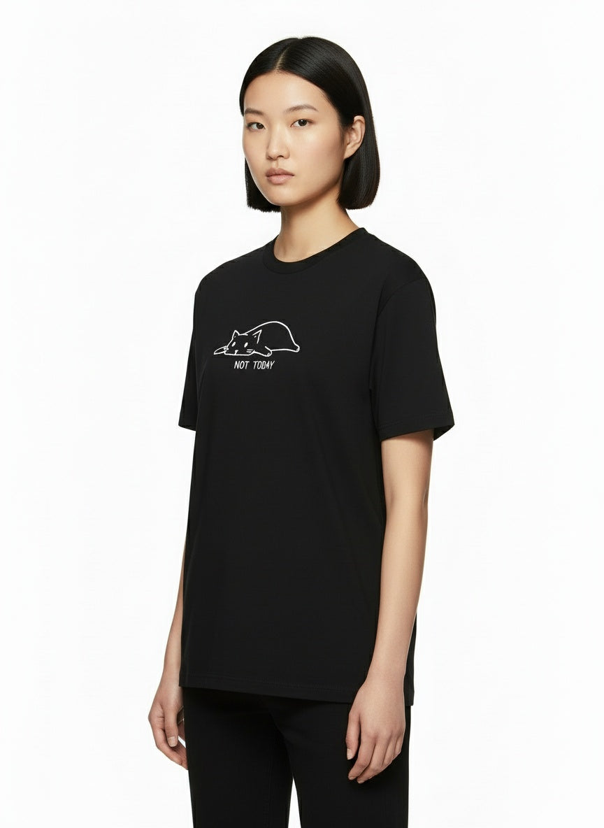 Not Today – Lazy Black Cat T-Shirt