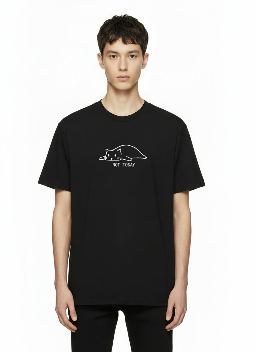 Not Today – Lazy Black Cat T-Shirt