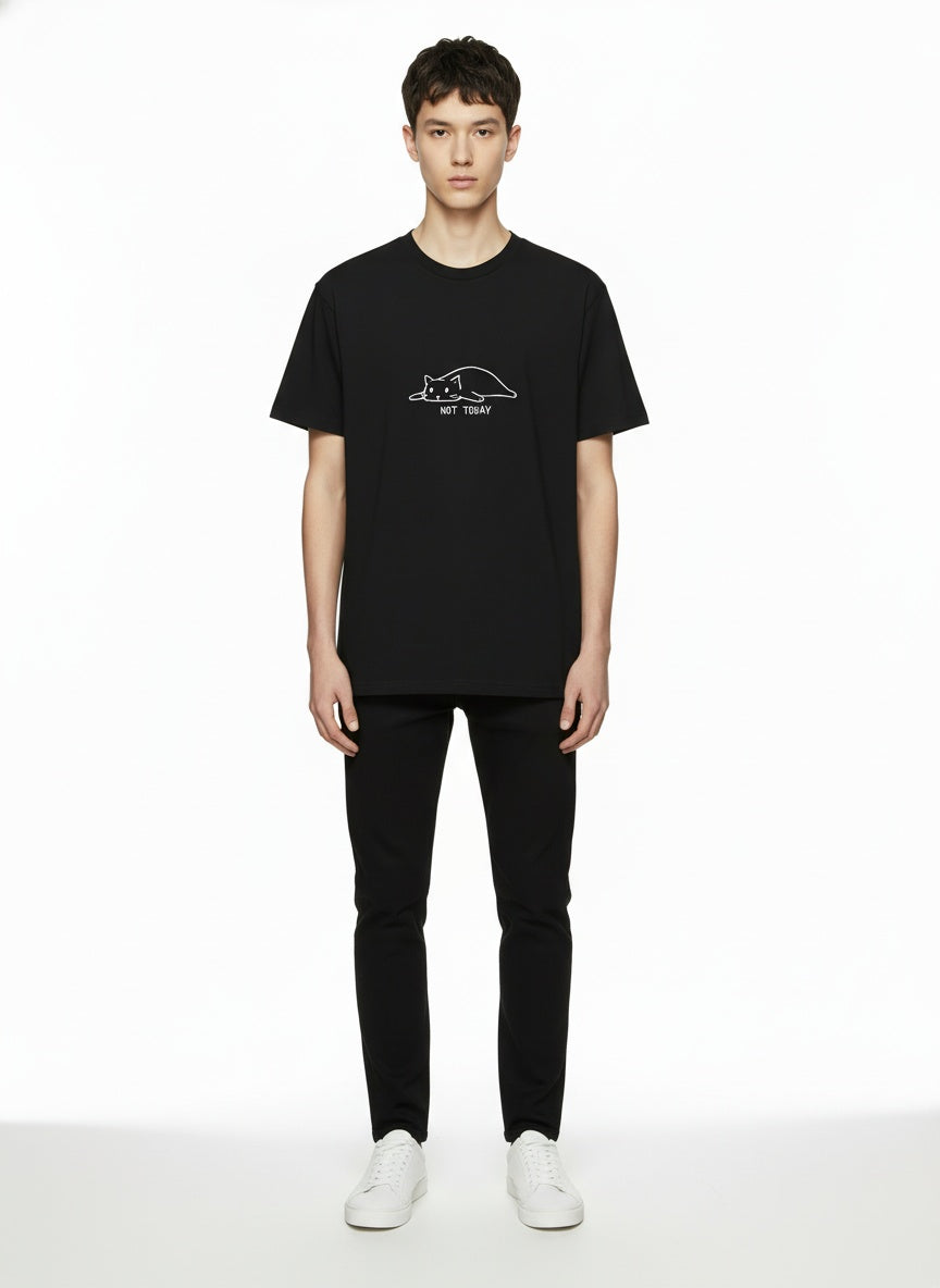 Not Today – Lazy Black Cat T-Shirt