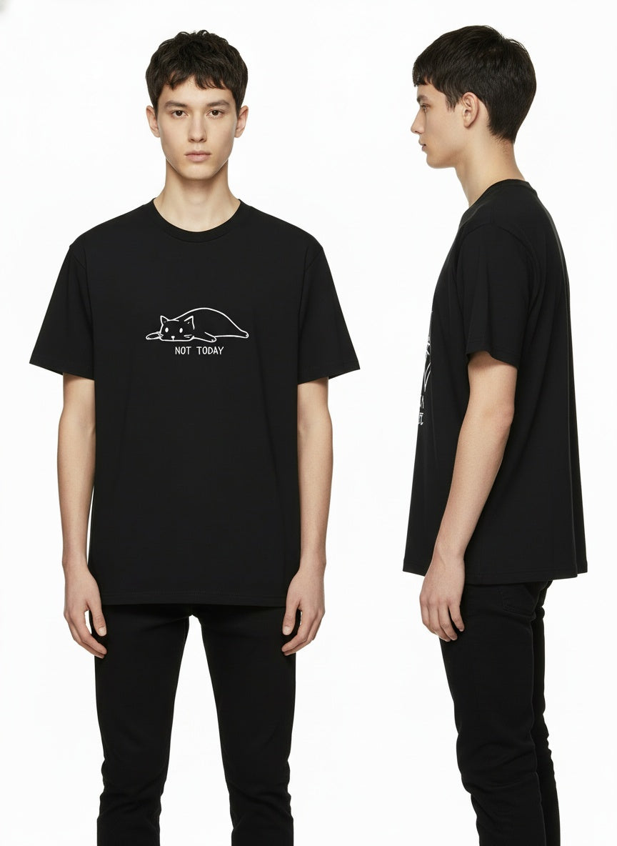 Not Today – Lazy Black Cat T-Shirt