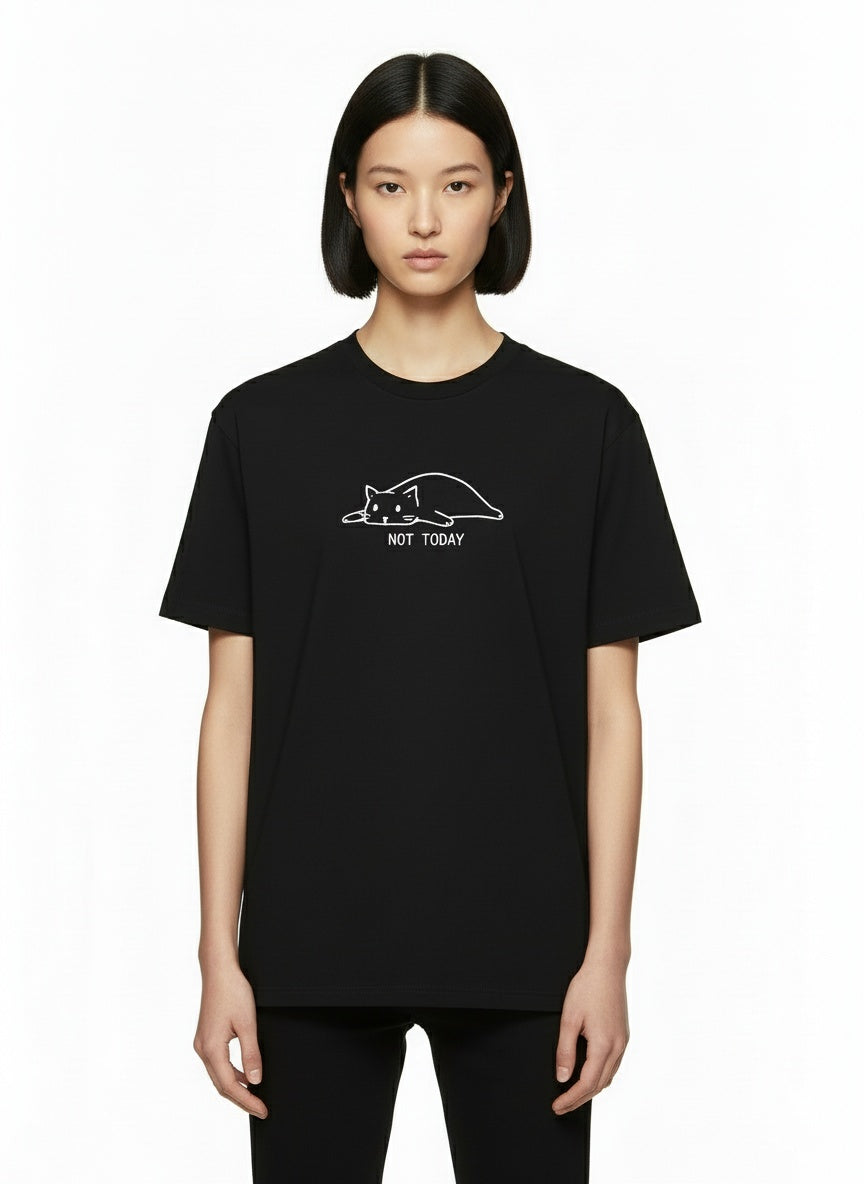 Not Today – Lazy Black Cat T-Shirt