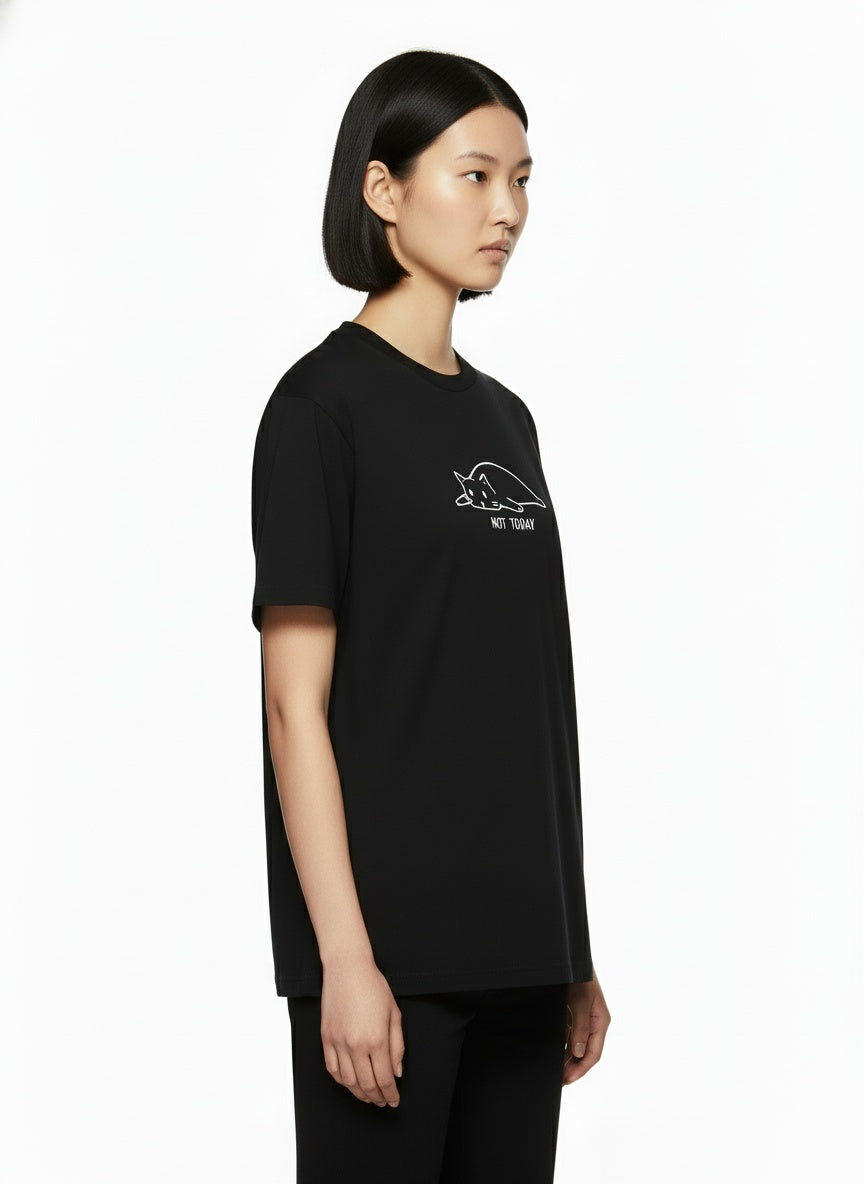 Not Today – Lazy Black Cat T-Shirt